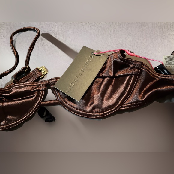 ASOS SOUTH BEACH Satin Bikini top & tie bottom - Picture 6 of 7